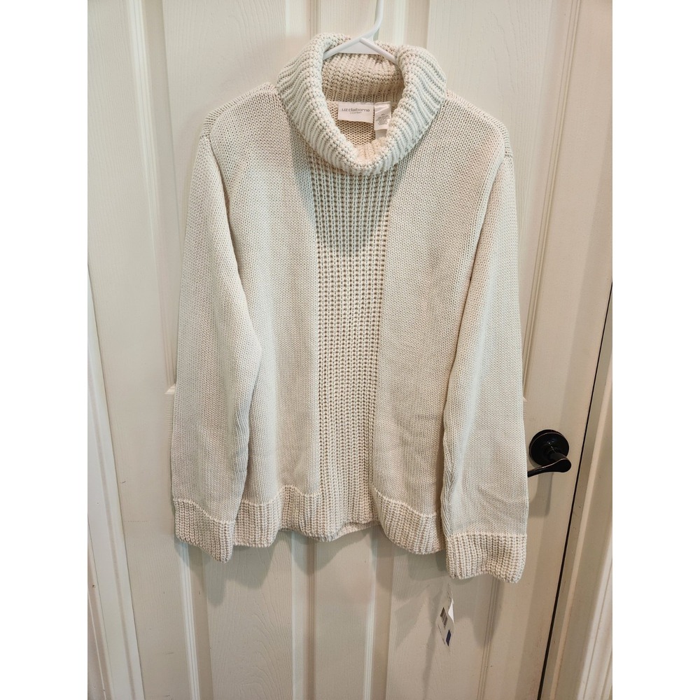 Liz Claiborne Sport Cream Cable Knit Sweater XL NWT